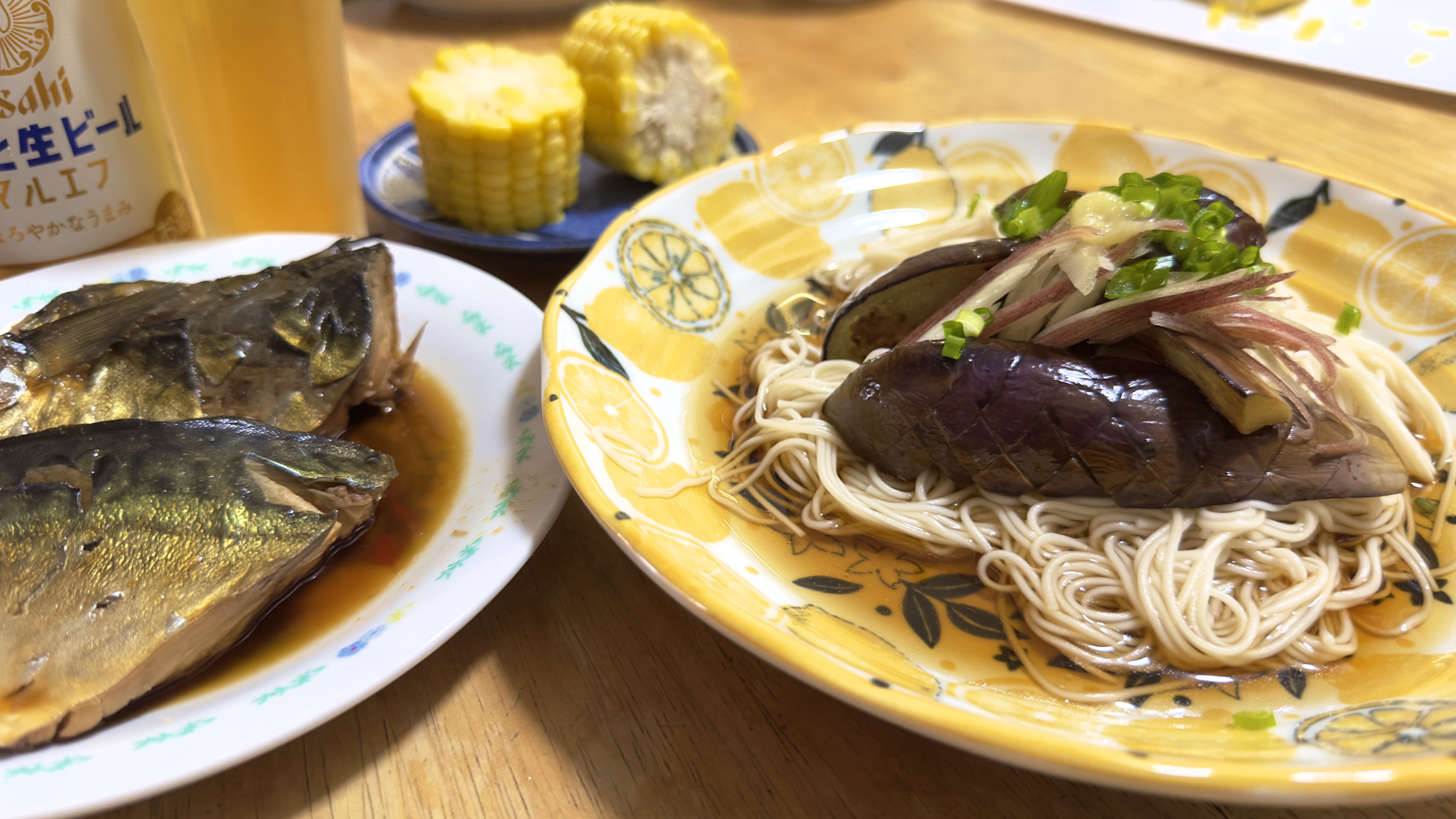 サバの煮付け、そうめん