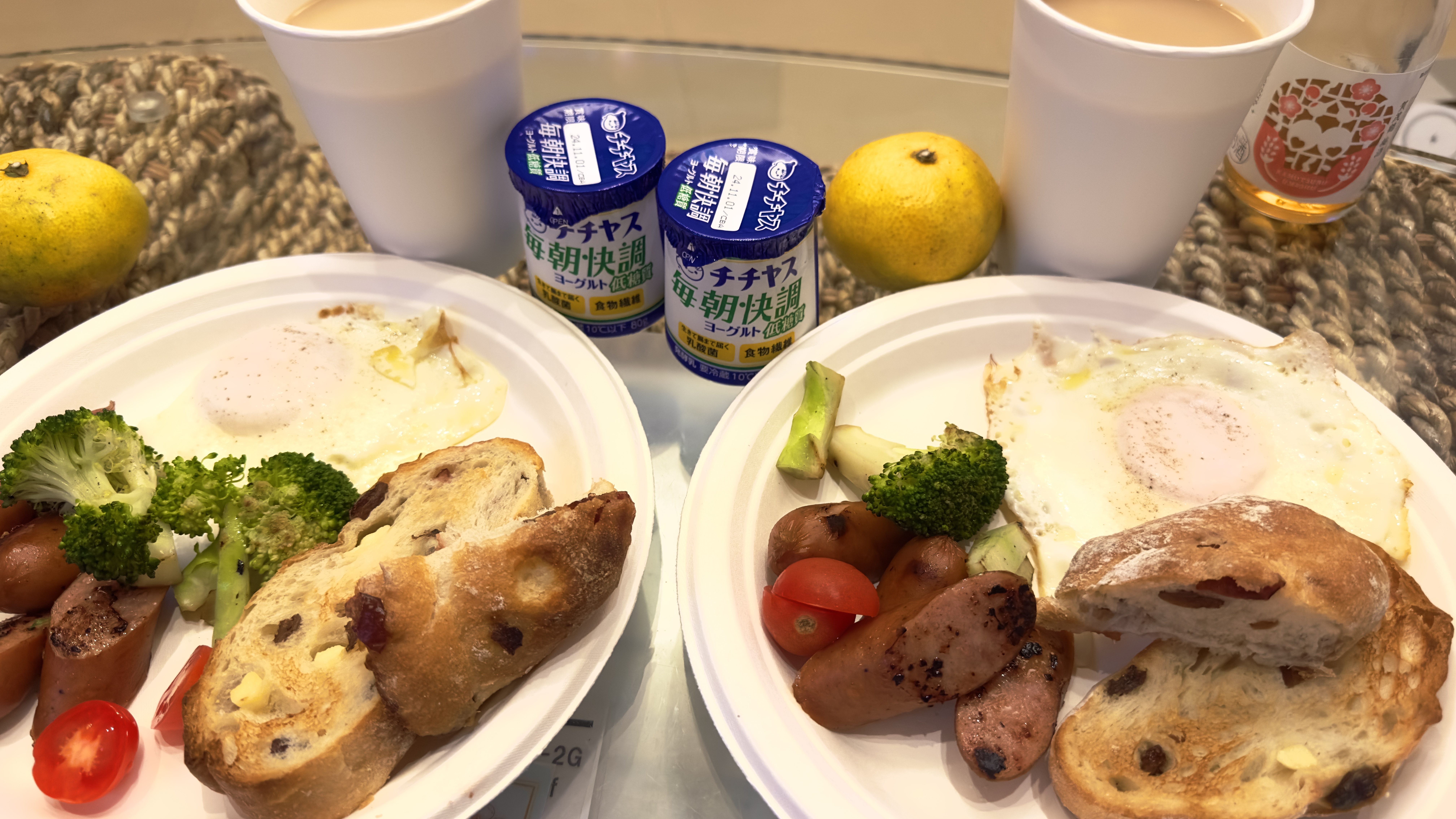 コテージで朝食